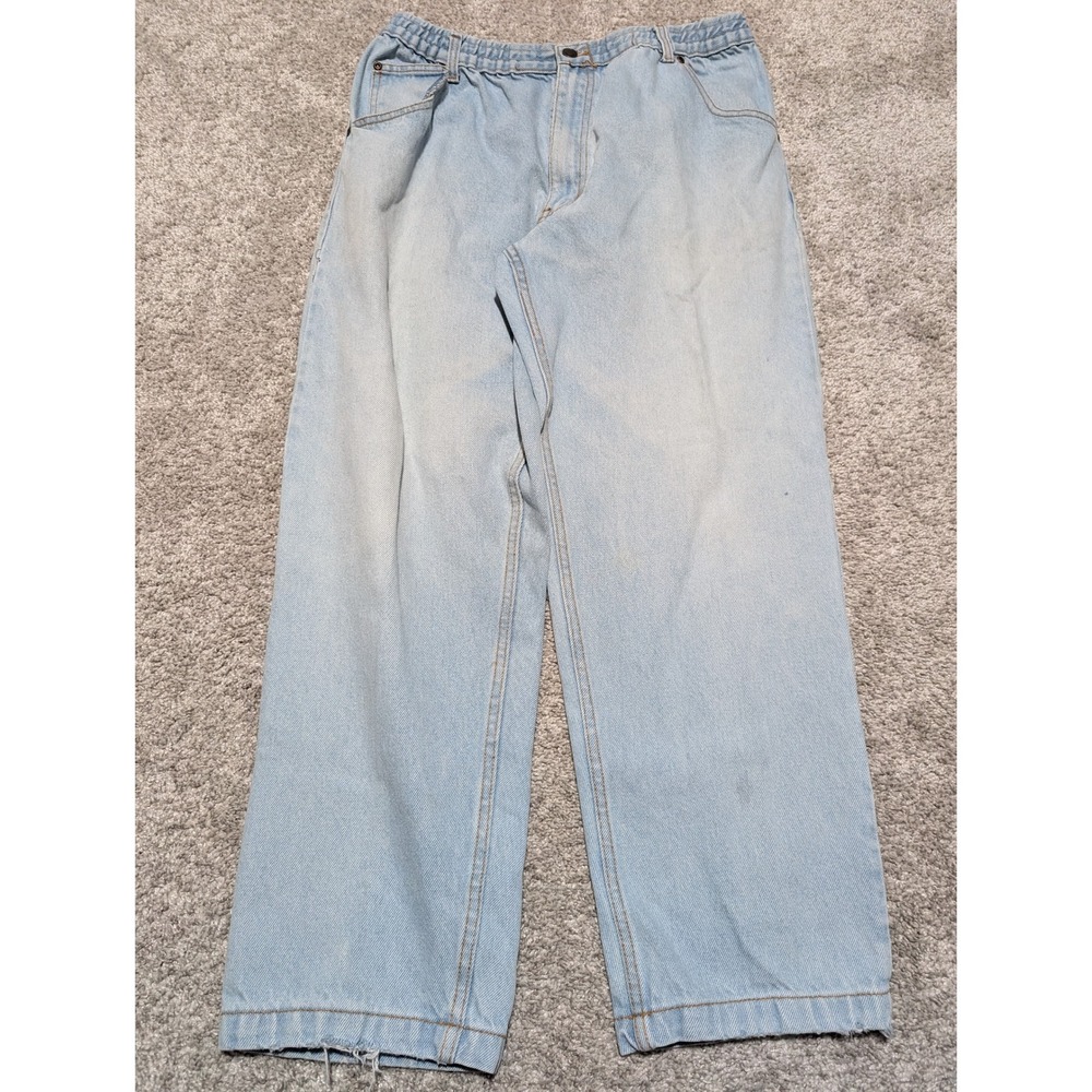Vintage Casual Joe Light Wash Denim Jeans Baggy Fit Elastic‎ Waist Size 32